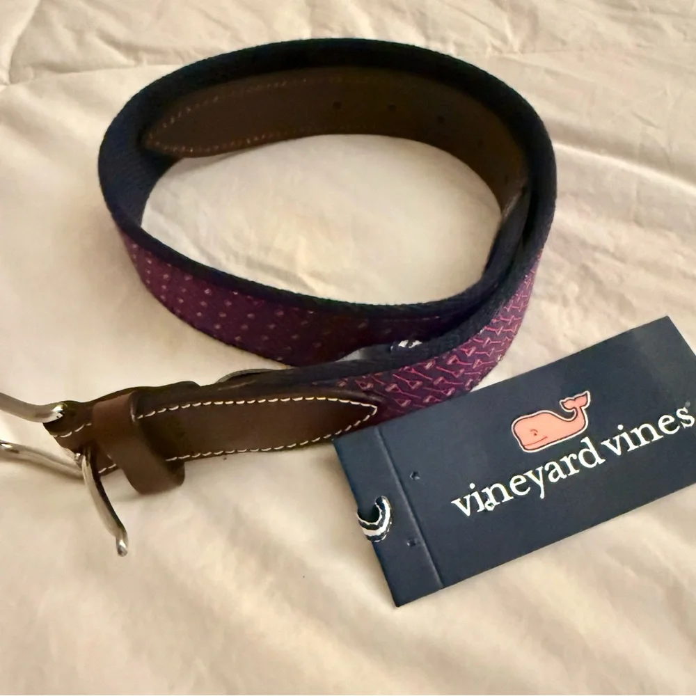 Vineyard Vines Boys Canvas Club Belt Neon Lax Size 24